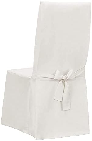 SureFit Dining Chair Slipcover - 100 Cotton White Full Length Relaxed Fit