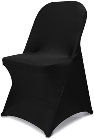 AZAMIA Stretch Folding Chair Covers Black 10pcs
