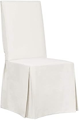 SureFit Dining Chair Slipcover - 100 Cotton White Full Length Relaxed Fit