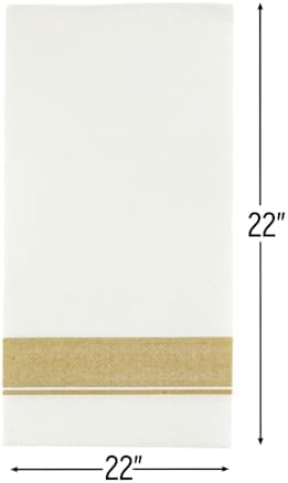 Rectangle Cloth-Like White Napkins with Gold Border 50 Pack 1