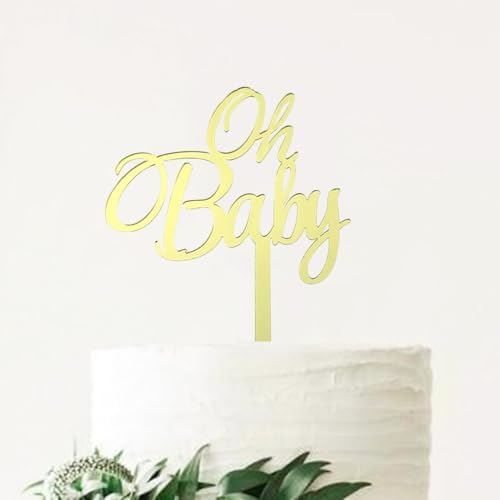 4PCS Oh Baby Cake Topper Gold Baby Shower Decor 1