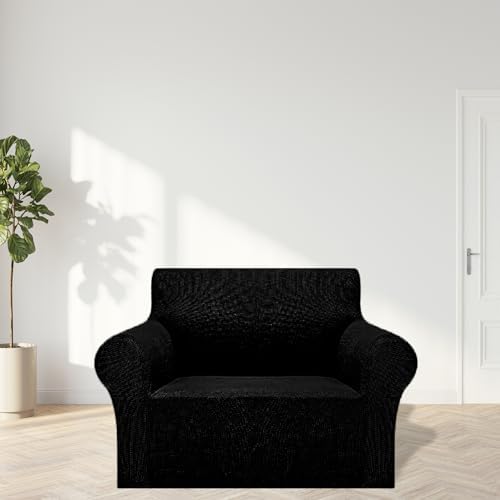 2025 New Stretch Chair Sofa Slipcover with Elastic Bottom and Jacquard Fabric - Black