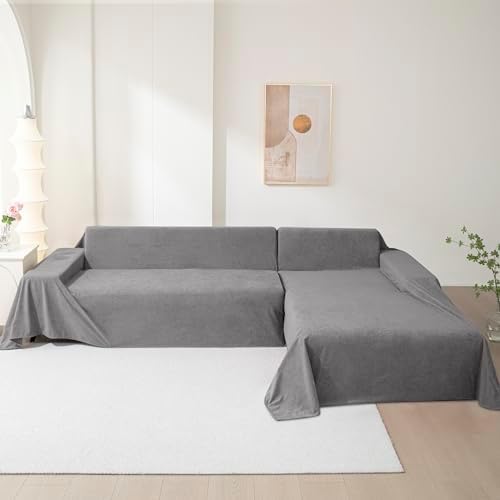 MEETSKY L Shape Sofa Slipcover for Pets 91x134 Grey