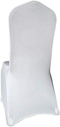 Yahpetes White Polyester Spandex Dining Chair Cover