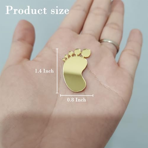 Golden Acrylic Baby Footprint Cake Side Topper with Shiny Mirror Finish 1