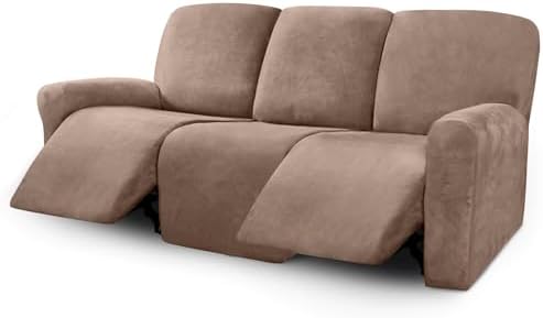ULTICOR Velvet 8-Piece Sofa Cover for 3 Seater Recliner