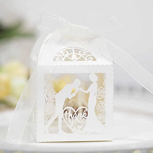 Eforcase 50PCS Wedding Favors Candy Boxes with Ribbons 1