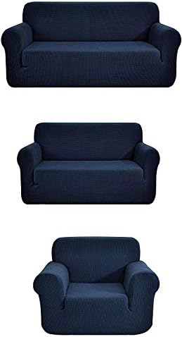 Fancy Linen 3pc Slipcover Set Solid Blue 1