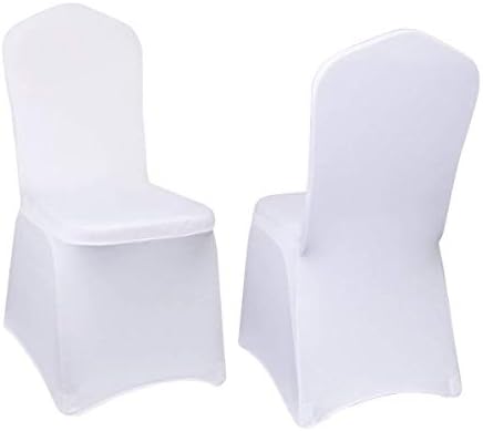 Yahpetes White Polyester Spandex Dining Chair Cover