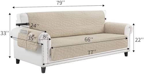 CUCRAF Non-Slip Quilted Sofa Cover for 3 Cushion Sofa