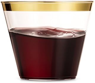 Munfix 100 Clear Plastic Cups with Gold Rim 1