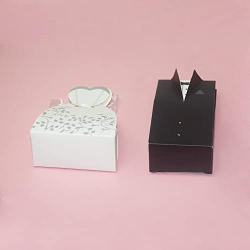 KAKABUQU 100 Pcs Wedding Favor Boxes with Bride and Groom Design 1