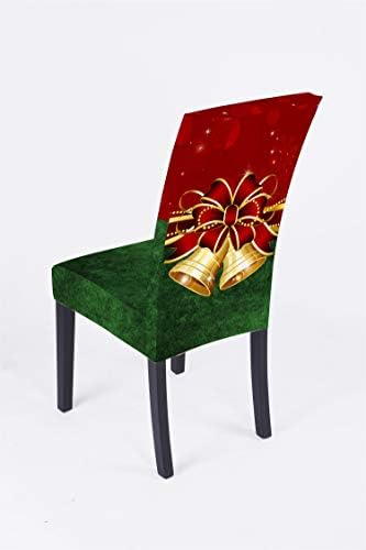 Bnitoam 6 Piece Christmas Dining Chair Covers Green Bell 1