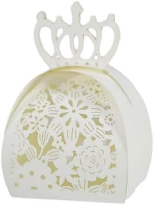 50PCS Laser Cut Flowers Gift Boxes with Crown Beige 1