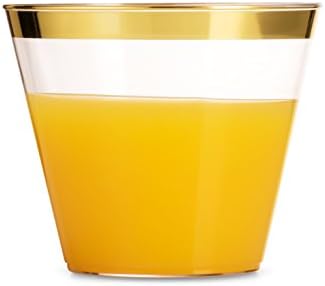 Munfix 100 Clear Plastic Cups with Gold Rim 1