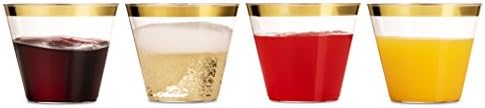 Munfix 100 Clear Plastic Cups with Gold Rim 1