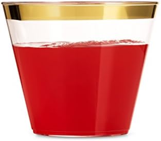 Munfix 100 Clear Plastic Cups with Gold Rim 1