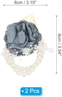 PATIKIL Blue Artificial Rose Wrist Corsage 2 Pack