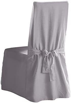 SureFit Cotton Canvas Dining Chair Slipcover Gray 1