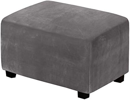 HVERSAILTEX Real Velvet Plush Stool Cover Large Grey