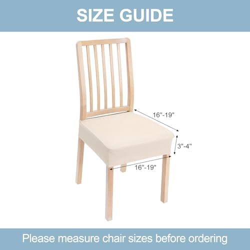 Smiry Stretch Jacquard Seat Covers for Dining Chairs Set of 4 Beige