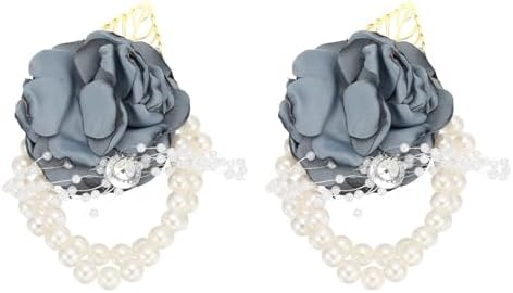 PATIKIL Blue Artificial Rose Wrist Corsage 2 Pack