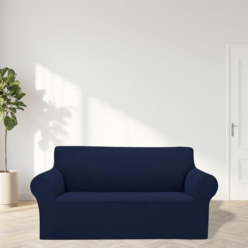 Stretch Loveseat Sofa Slipcovers with Elastic Bottom - Navy