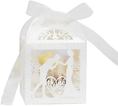 Eforcase 50PCS Wedding Favors Candy Boxes with Ribbons 1