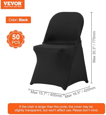 VEVOR Stretch Spandex Chair Covers 50PCS Black Universal Fit
