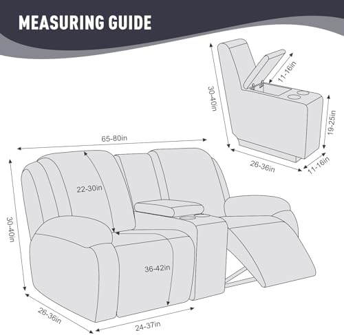 Modern 2 Seat Recliner Covers with Console