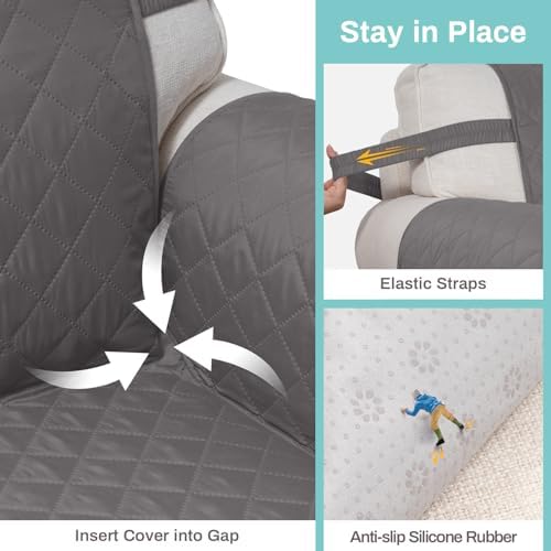 Waterproof Dog Couch Cover with 3 Cushions Grey