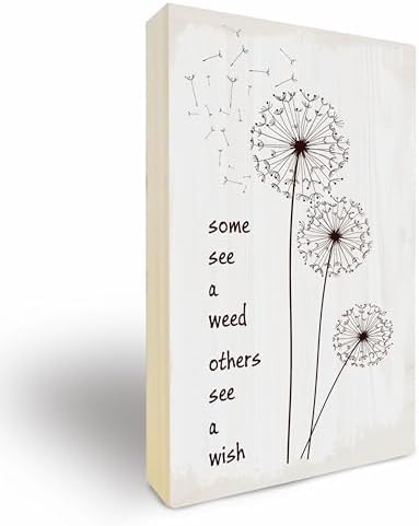 Dandelion Wooden Block Sign - 5x3 Inch Decorative Plaque