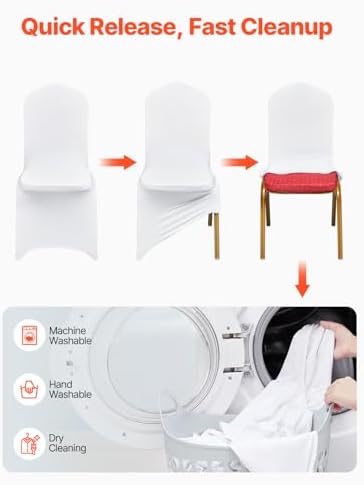 VEVOR 50 Pcs White Chair Covers for Wedding and Banquet Events