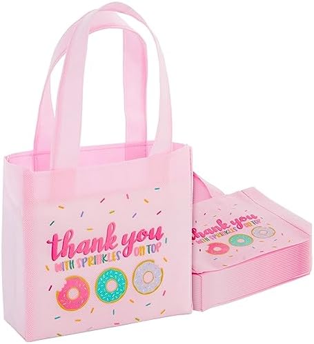 BLUE PANDA 24 Pack Donut Goodie Bags Pink Theme