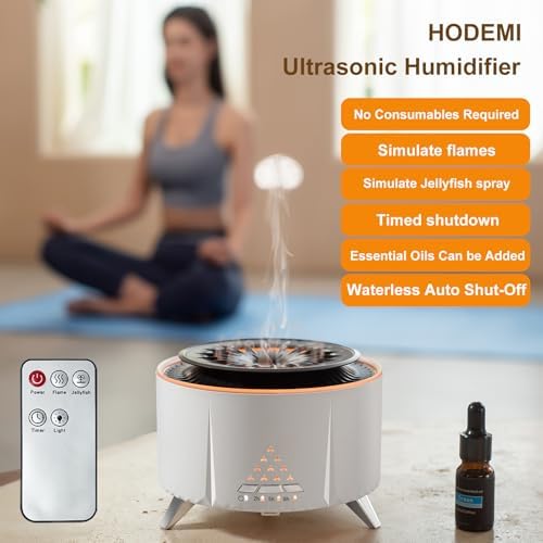 HodeMi Small Cool Mist Humidifier with Essential Oil Diffuser and Flame Mode