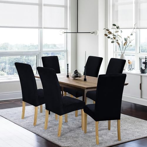 Velvet Dining Chair Covers Set of 4 Black