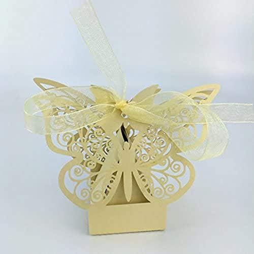 Zorpia 50pcs Laser Cut Butterfly Wedding Favor Box