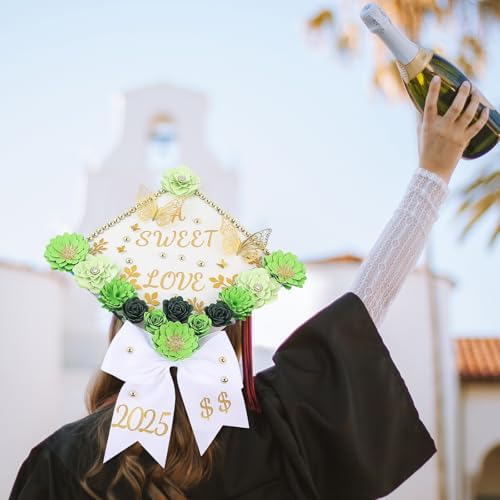 Graduation Cap Decoration Kit with 3D Paper Flowers