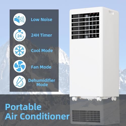 8000 BTU Portable AC Unit with Cooling Dehumidifier Fan and Sleep Mode