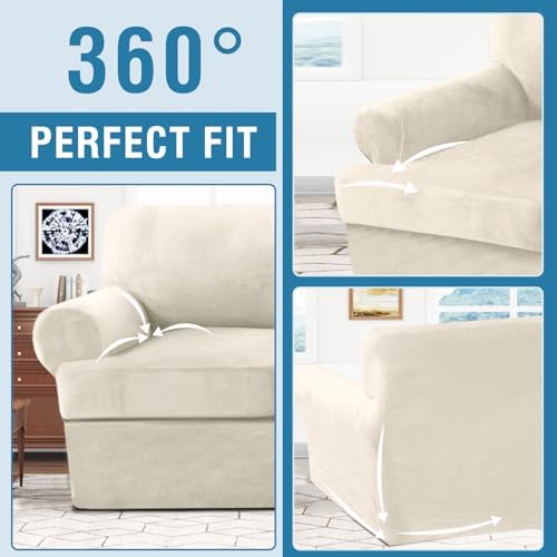 HVERSAILTEX 2 Piece Velvet Sofa Cover Set