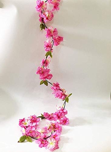 Artfen Artificial Cherry Blossom Garland 58 FT Deep Pink Hanging Plants