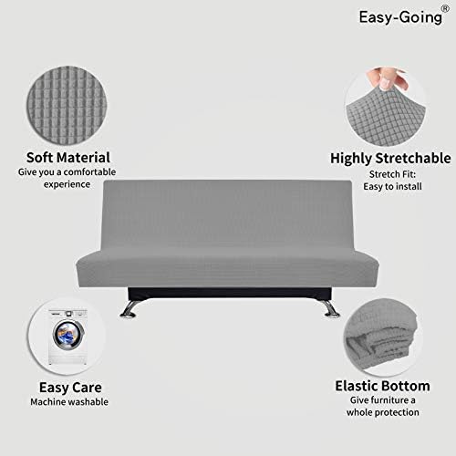 Easy-Going Stretch Futon Slipcover Soft Elastic Light Gray