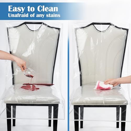 Clear Plastic Chair Covers 4 Pack for Dining Chairs