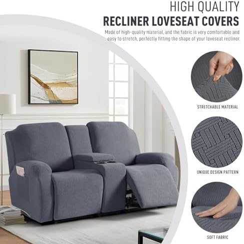 Modern 2 Seat Recliner Covers with Console
