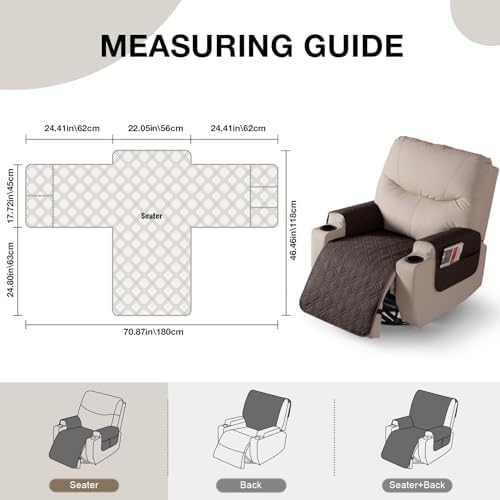 VANSOFY Recliner Chair Covers 22 Inch Waterproof with Pockets