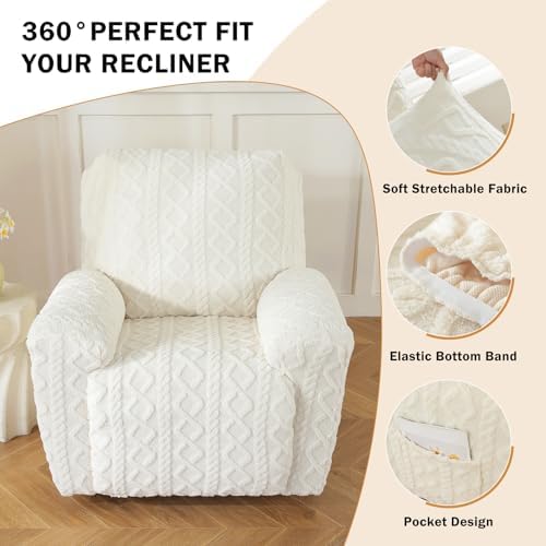 Vctops 4 Piece Geometric Plush Recliner Slipcover