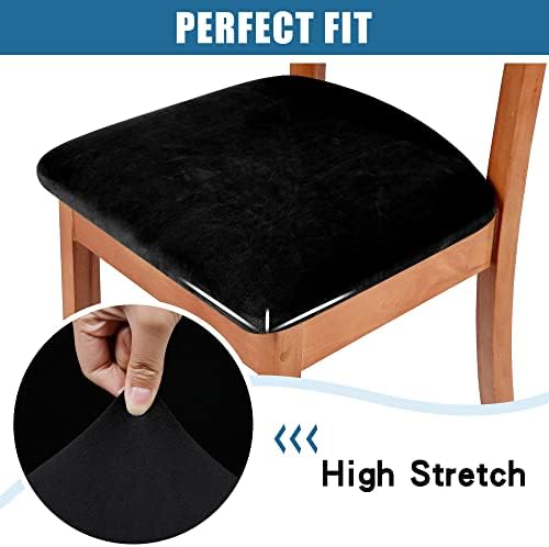 Smiry Velvet Chair Covers Set of 4 Black Removable Washable Slipcovers
