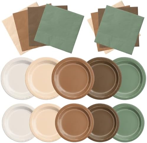 CMUSKO Woodland Baby Shower Decor Plates Napkins 60pcs Kit