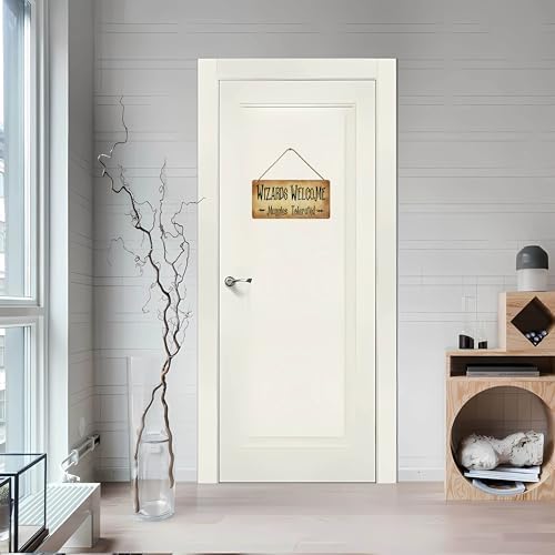Wizards Welcome Wooden Hanging Sign 6x12 Inch 1