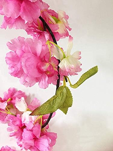 Artfen Artificial Cherry Blossom Garland 58 FT Deep Pink Hanging Plants